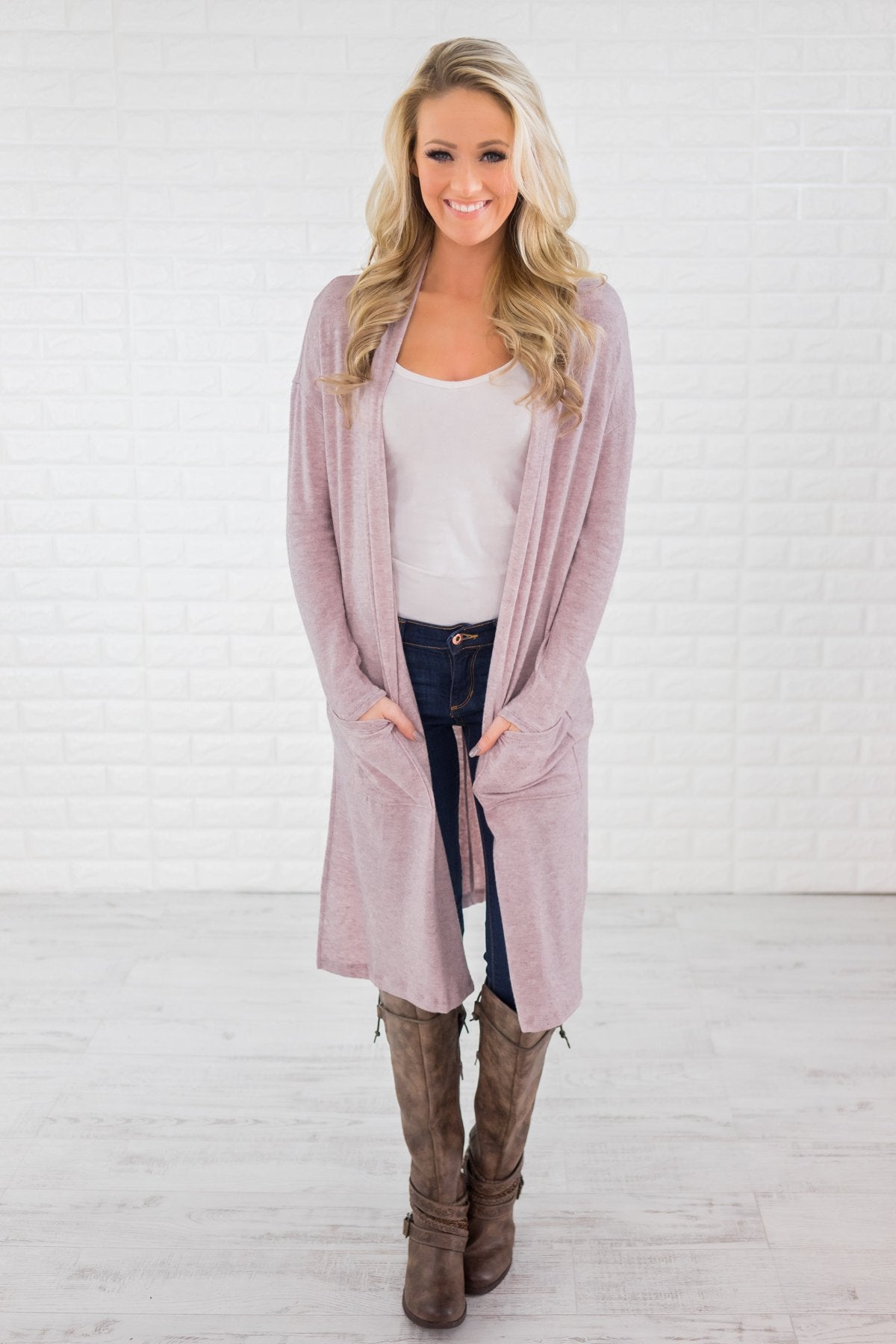 Happy As Can Be Long Blush Cardigan