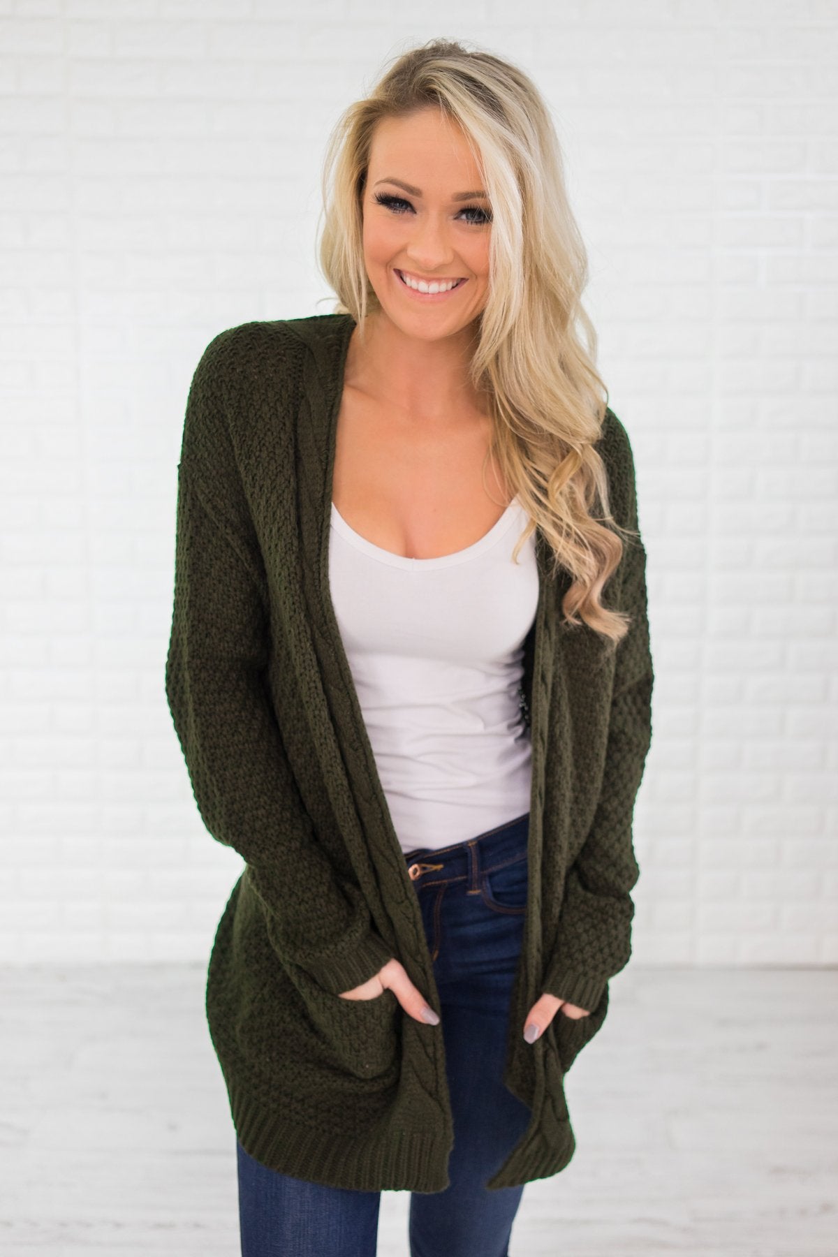 Chunky Olive Knit Cardigan – The Pulse Boutique
