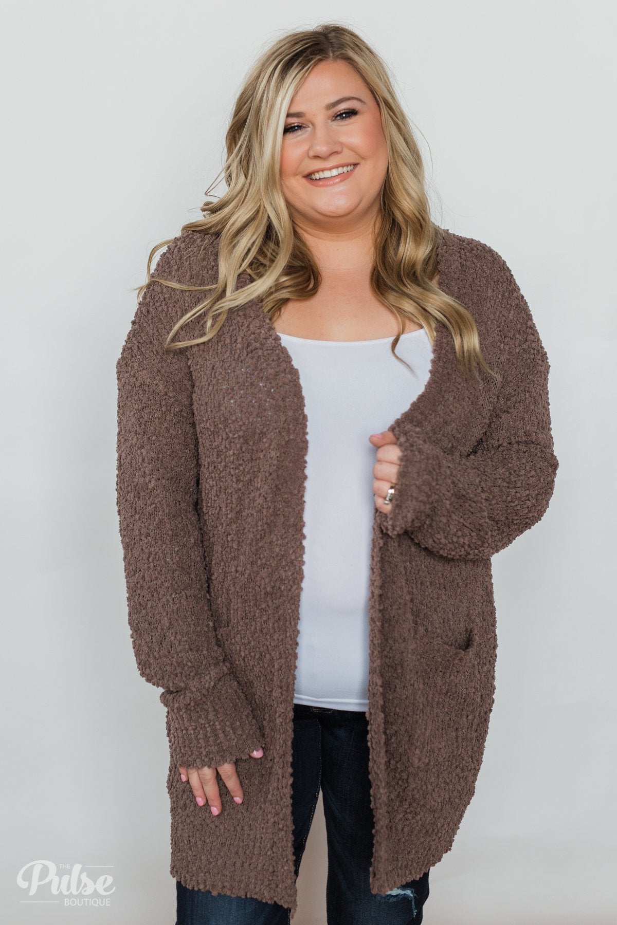Mocha popcorn cardigan deals