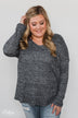 Twist of Love Back Detail Thermal Top- Charcoal