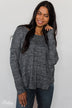 Twist of Love Back Detail Thermal Top- Charcoal