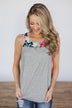 Don't Be Shy Floral Tank Top ~ Grey