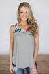 Don't Be Shy Floral Tank Top ~ Grey