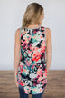 Don't Be Shy Floral Tank Top ~ Grey