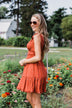 The Beautiful Life Floral Ruffle Dress- Rust