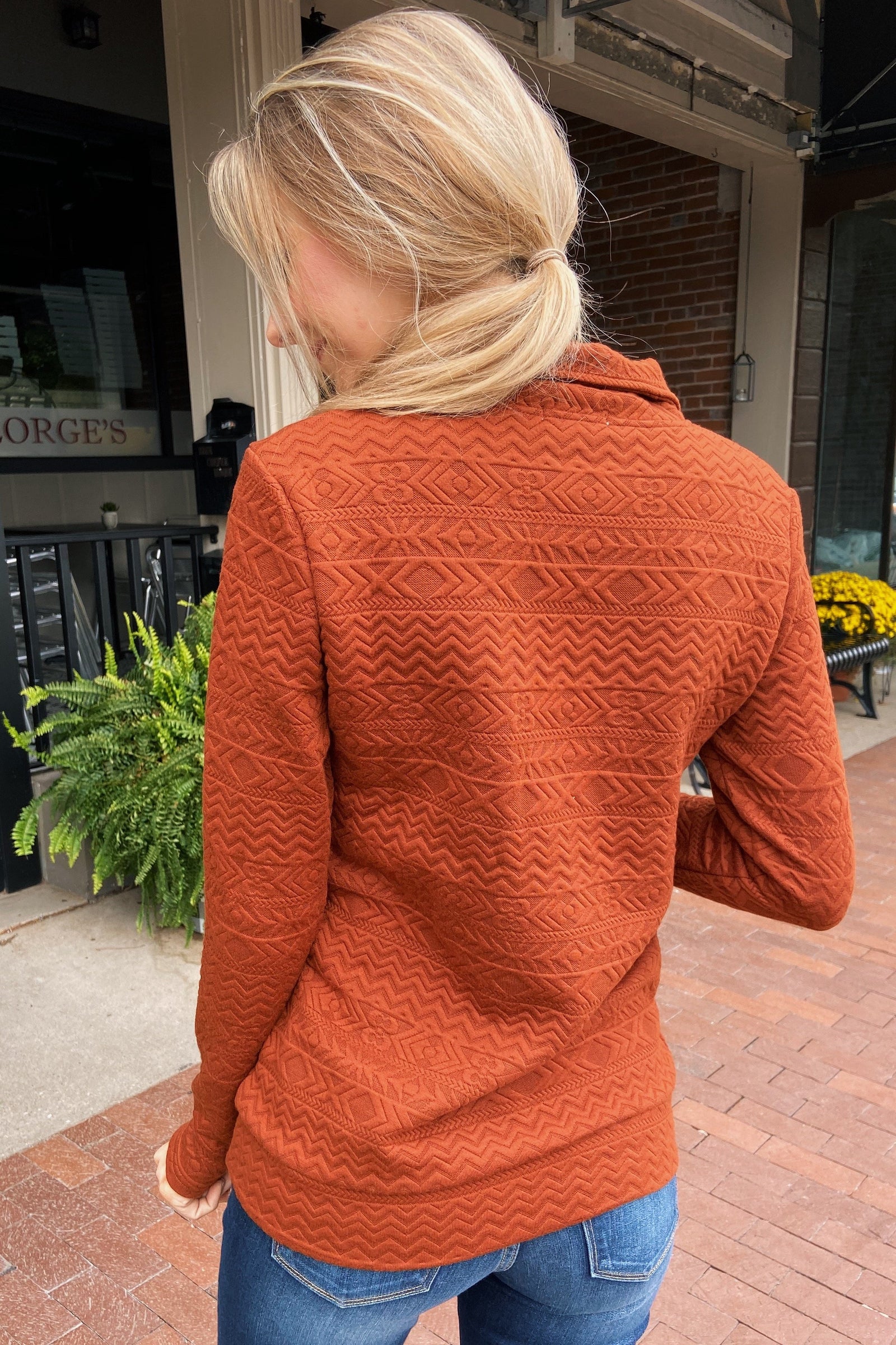 Pulse Exclusive Quarter Zip Pullover- Rust