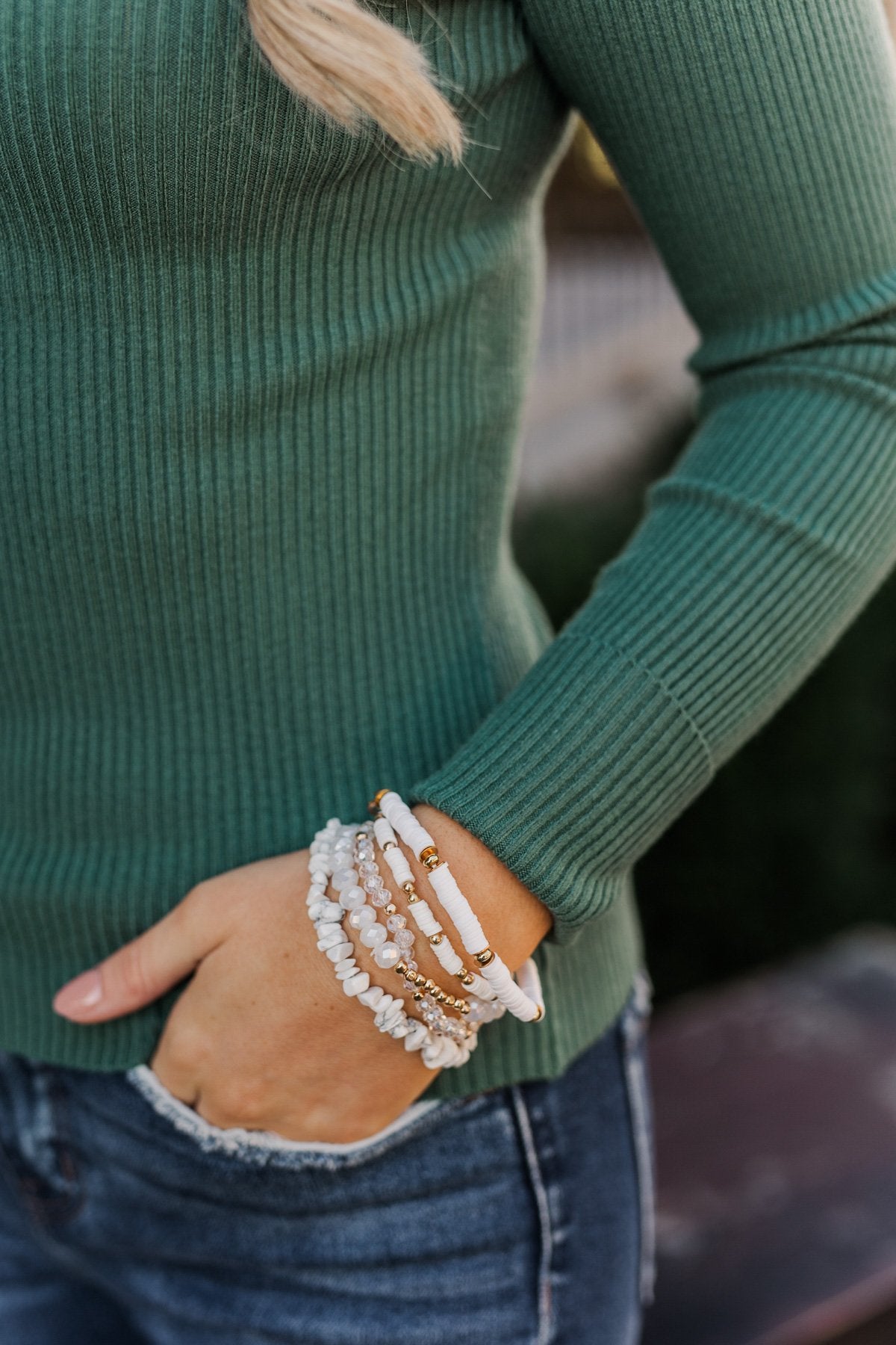 Tastefully Adorable Bracelet Set- White