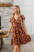 Having Fun Floral Print Dress- Rust