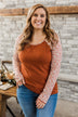 Decadent Life Floral Ribbed Knit Top- Rust