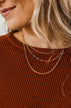 Subtle Glances 3 Tier Chain Link Necklace- Gold