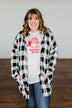 Looking Back To You Hooded Cardigan- Black & Off White