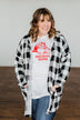 Looking Back To You Hooded Cardigan- Black & Off White