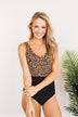 Cute By The Coast One-Piece Swimsuit- Black & Natural Leopard