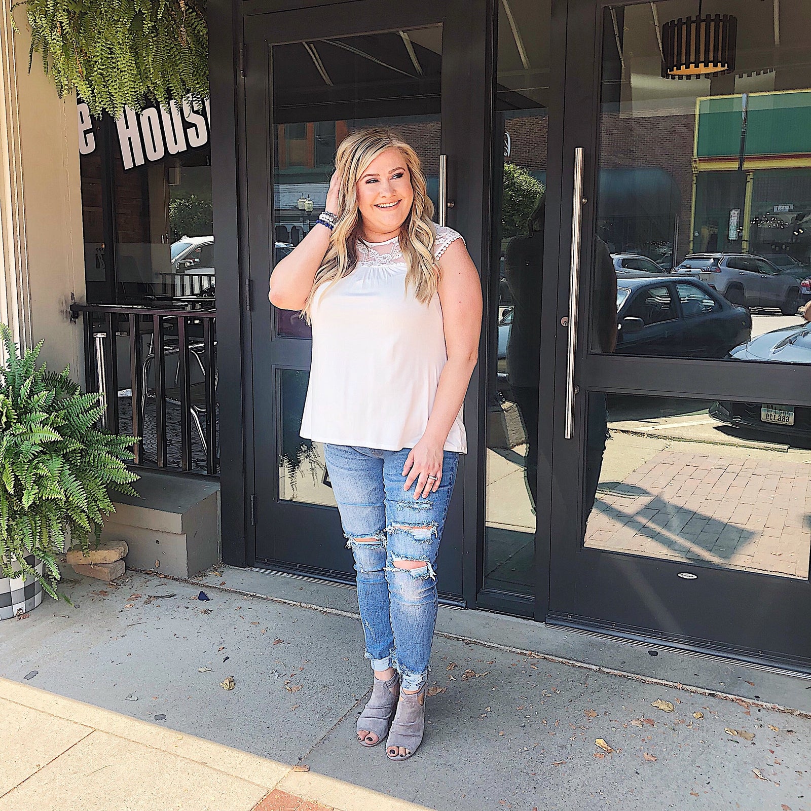 Won't Let You Go Lace Detail Top- White