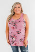 Botanical Gardens Racerback Tank Top- Pink Mauve