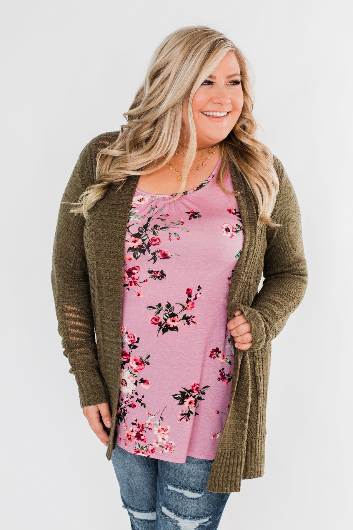 Botanical Gardens Racerback Tank Top- Pink Mauve