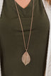 Long Solid Leaf Necklace- Gold