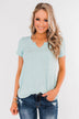 This is Me Notch Pocket Top- Heather Blue