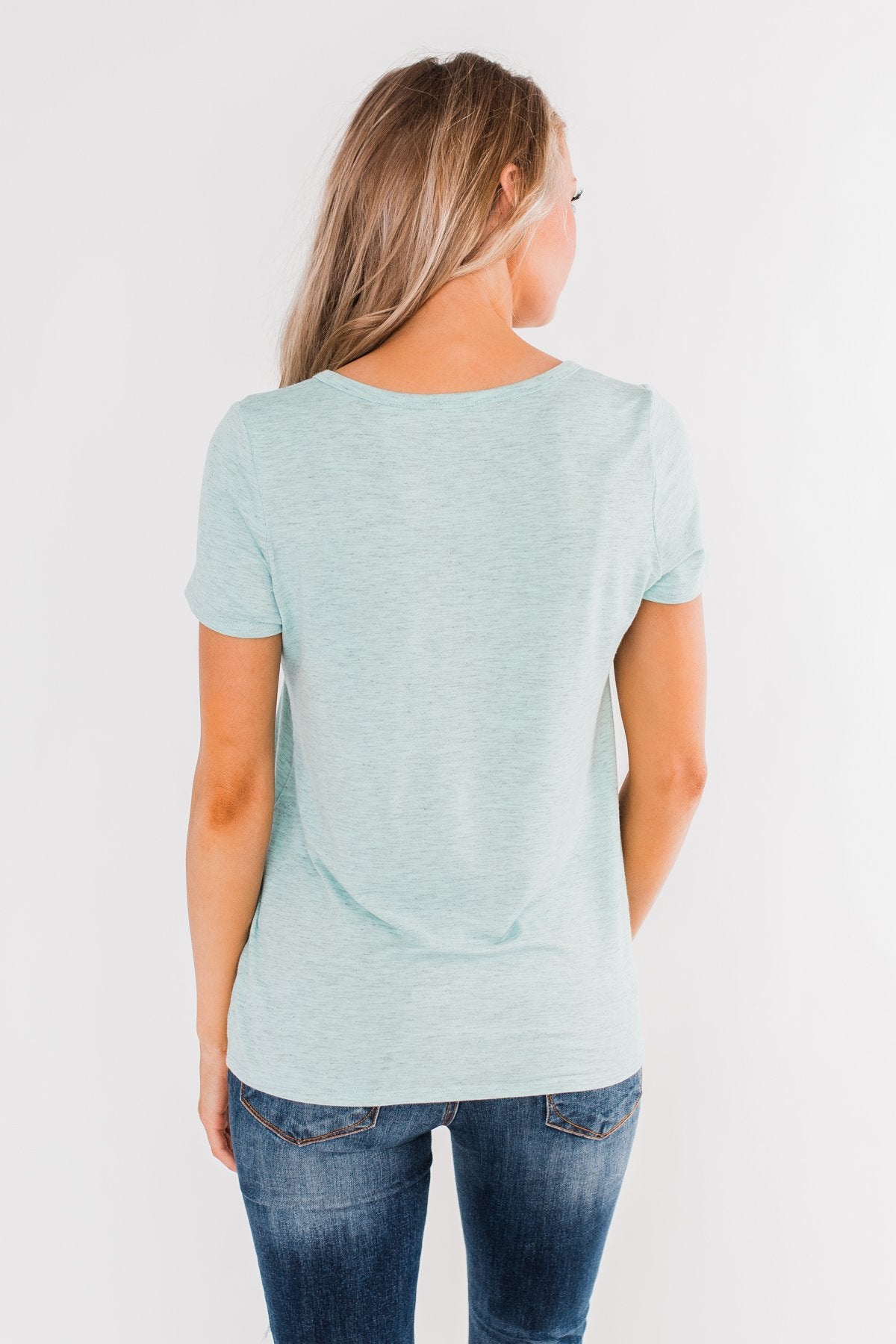 This is Me Notch Pocket Top- Heather Blue