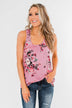 Botanical Gardens Racerback Tank Top- Pink Mauve
