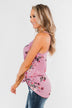 Botanical Gardens Racerback Tank Top- Pink Mauve