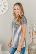 Dare To Be Different Spots & Stripes Top- Ivory, Navy, & Charcoal