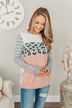Simpler Times Ahead Long Sleeve Top- Soft Pink, Grey & Ivory