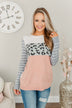 Simpler Times Ahead Long Sleeve Top- Soft Pink, Grey & Ivory