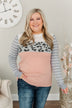 Simpler Times Ahead Long Sleeve Top- Soft Pink, Grey & Ivory
