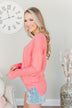 Life In Full Bloom V-Neck Knit Top- Coral
