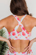 Tropical Breeze Braided Swim Top- Ivory & Pink Floral