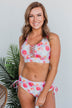 Tropical Breeze Braided Swim Top- Ivory & Pink Floral