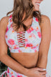 Tropical Breeze Braided Swim Top- Ivory & Pink Floral