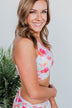 Tropical Breeze Braided Swim Top- Ivory & Pink Floral