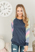 Feel The Sunshine Tie Dye Top- Navy & Multi-Color