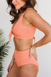 Walk Along The Beach Ribbed Swim Top- Sherbert
