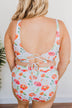 Walk Along The Beach Ribbed Swim Top- Orange Floral