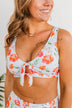 Walk Along The Beach Ribbed Swim Top- Orange Floral