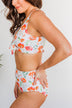 Walk Along The Beach Ribbed Swim Top- Orange Floral