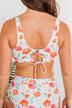 Walk Along The Beach Ribbed Swim Top- Orange Floral