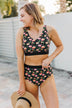 Walking On Sunshine Swim Top- Black Floral