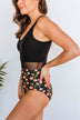 Collecting Seashells One-Piece Swimsuit- Black Floral