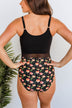 Collecting Seashells One-Piece Swimsuit- Black Floral