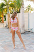 Tropical Breeze Braided Swim Top- Ivory & Pink Floral