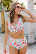 Walk Along The Beach Ribbed Swim Top- Orange Floral