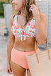 Walk Along The Beach Ribbed Swim Top- Orange Floral