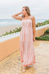 Beachy Feels Maxi Dress- Coral & Ivory