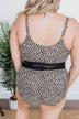 Walking On Sunshine Swim Top- Light Taupe Leopard Print