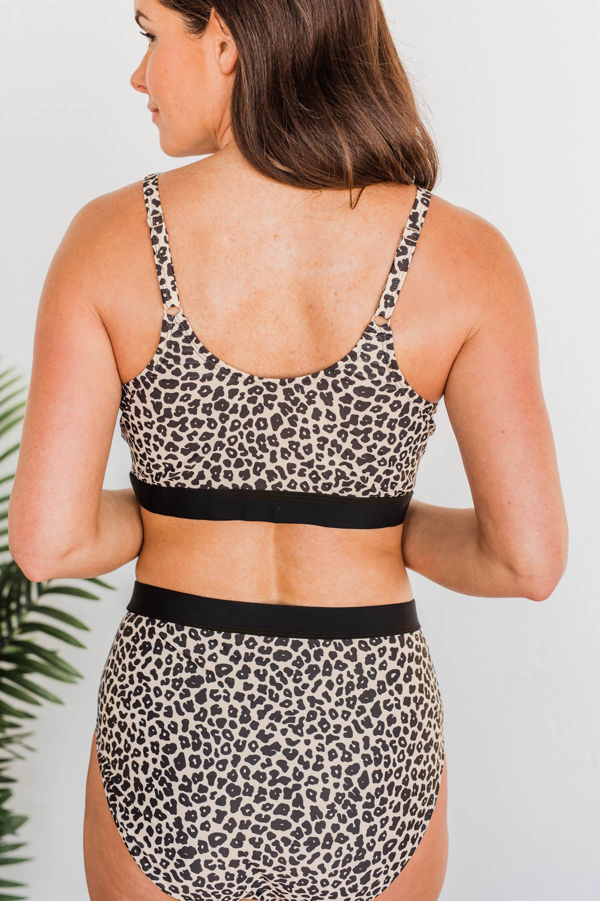 Walking On Sunshine Swim Top- Light Taupe Leopard Print