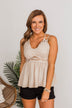 Dazzling Sights Lace Tank Top- Sand